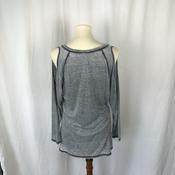 Blue Cold Shoulder Long Sleeve T-shirt - Large - Picture 5 of 9